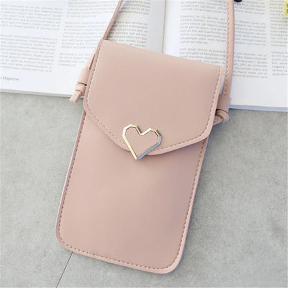 Women’s PU Leather Crossbody Bag with Transparent Touch Screen Wallet