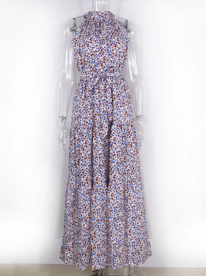 Fitshinling Bohemian Summer Maxi Dress Women Polka Dot Sleeveless Sundress Slim A Line Vintage Long Dresses Holiday Vestidos New