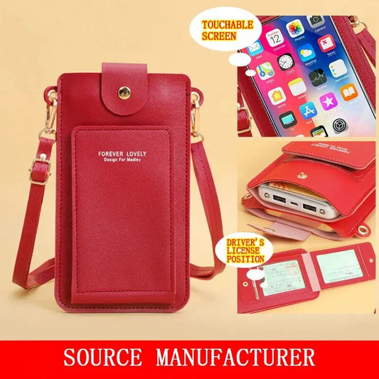 Stylish Leather Handbag with Crossbody Strap & Phone Wallet