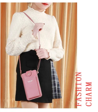 Stylish Leather Handbag with Crossbody Strap & Phone Wallet
