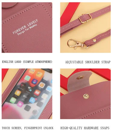 Stylish Leather Handbag with Crossbody Strap & Phone Wallet