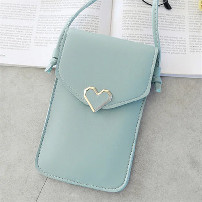 Women’s PU Leather Crossbody Bag with Transparent Touch Screen Wallet