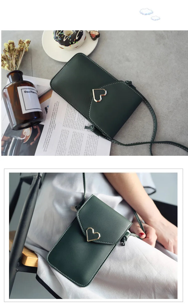 Women’s PU Leather Crossbody Bag with Transparent Touch Screen Wallet