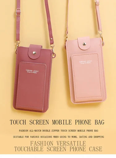 Stylish Leather Handbag with Crossbody Strap & Phone Wallet