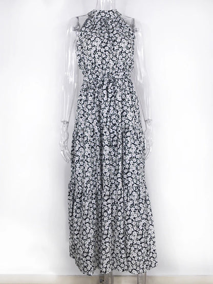 Fitshinling Bohemian Summer Maxi Dress Women Polka Dot Sleeveless Sundress Slim A Line Vintage Long Dresses Holiday Vestidos New