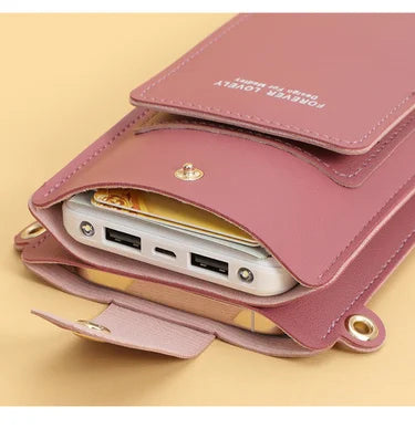 Stylish Leather Handbag with Crossbody Strap & Phone Wallet