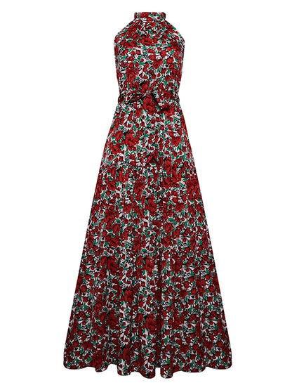 Fitshinling Bohemian Summer Maxi Dress Women Polka Dot Sleeveless Sundress Slim A Line Vintage Long Dresses Holiday Vestidos New