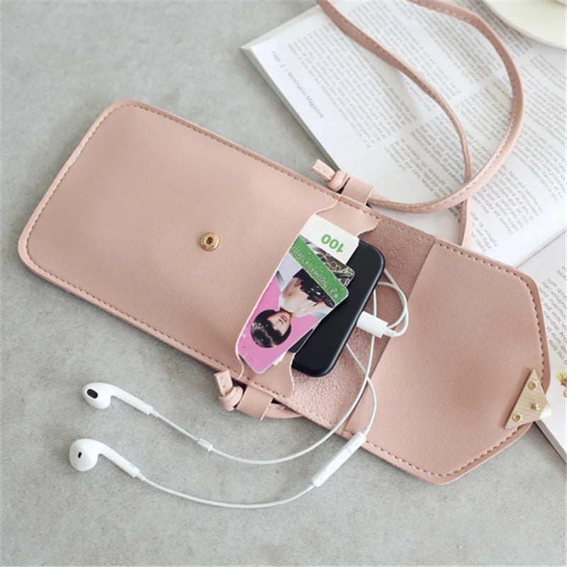 Women’s PU Leather Crossbody Bag with Transparent Touch Screen Wallet
