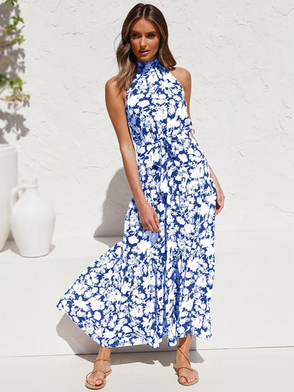 Fitshinling Bohemian Summer Maxi Dress Women Polka Dot Sleeveless Sundress Slim A Line Vintage Long Dresses Holiday Vestidos New