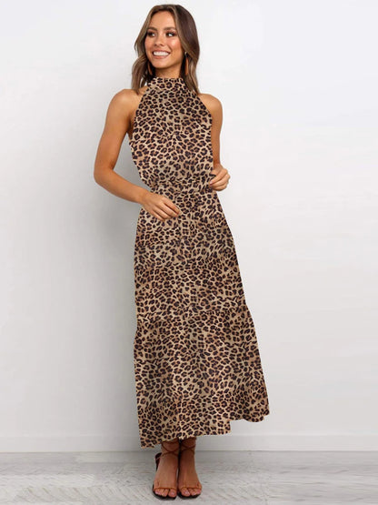 Fitshinling Bohemian Summer Maxi Dress Women Polka Dot Sleeveless Sundress Slim A Line Vintage Long Dresses Holiday Vestidos New