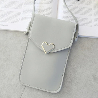 Women’s PU Leather Crossbody Bag with Transparent Touch Screen Wallet