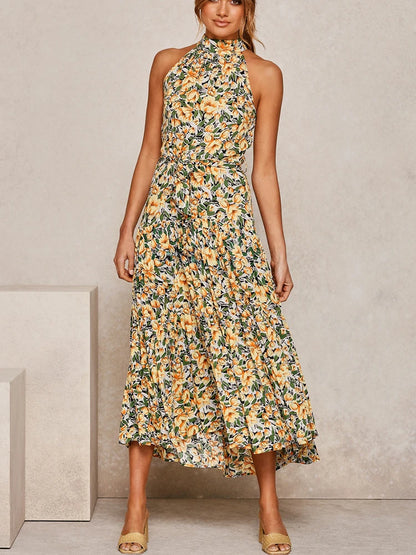 Fitshinling Bohemian Summer Maxi Dress Women Polka Dot Sleeveless Sundress Slim A Line Vintage Long Dresses Holiday Vestidos New